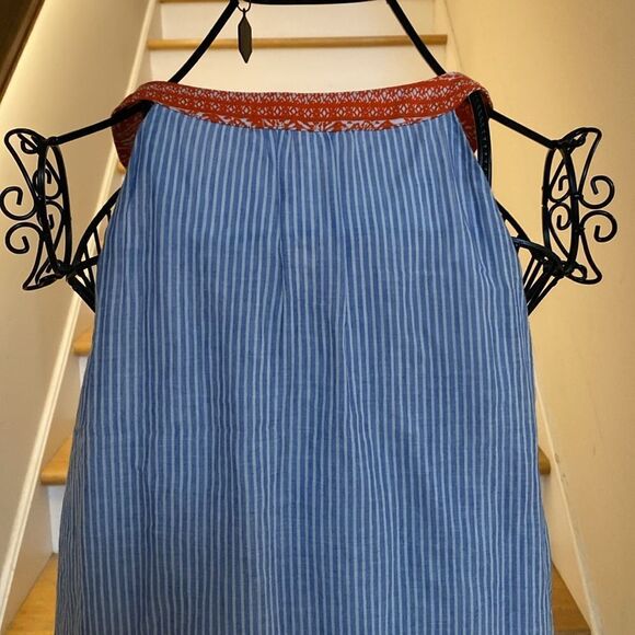 🌸 The Impeccable Pig Striped Blue White Embroidered Sleeveless Dress 🌸✨ - Picture 5 of 14